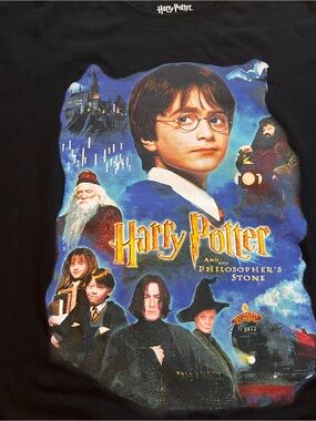 Warner Bros. Harry Potter Black Tee with Blue and Yellow Print